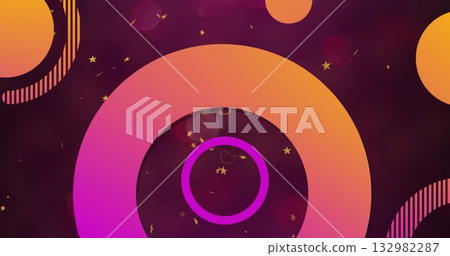 Pulsating gradient ring hovering over canvas, with magenta ring outlines and glowing star specks Pulsating gradient ring hovering over canvas, with magenta ring outlines and glowing star specks 132982287
