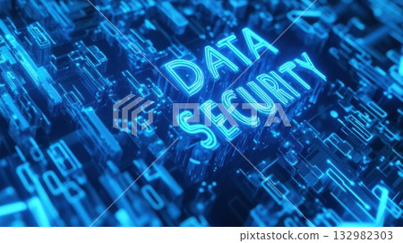 Importance of data security in the digital age with futuristic blue technology 132982303