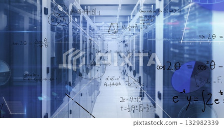 Central aisle showing raised floor in data center, with server racks, LED lights and network cables Central aisle showing raised floor in data center, with server racks, LED lights and network cables 132982339