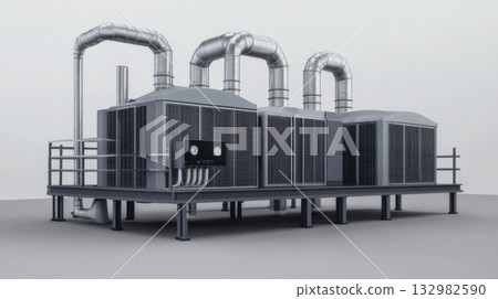 Industrial cooling system equipment used in commercial buildings for temperature control and efficiency Industrial cooling system equipment used in commercial buildings for temperature control and efficiency 132982590