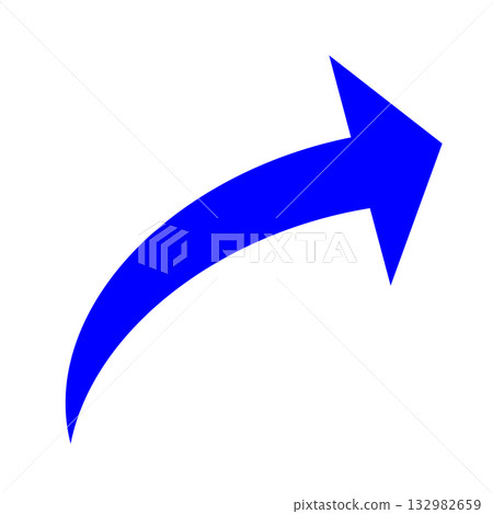 Simple and easy-to-use curved arrow with short tip_blue Simple and easy-to-use curved arrow with short tip_blue 132982659
