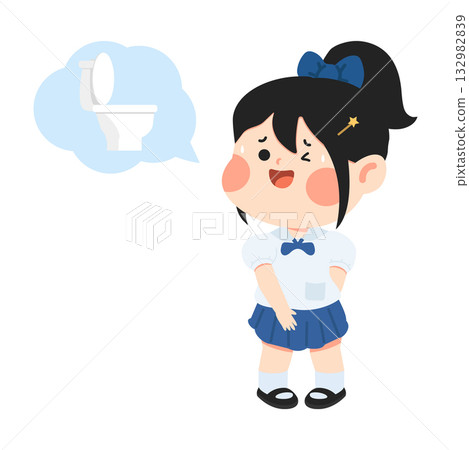 Illustration of Schoolgirl Needing to Use Restroom 132982839