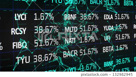 Displaying display panel with alphanumeric codes and percentages in console with neon green network Displaying display panel with alphanumeric codes and percentages in console with neon green network 132982945