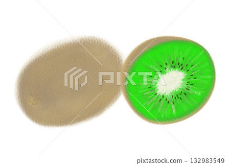 Kiwi illustration hand-drawn in soft pastels Kiwi illustration hand-drawn in soft pastels 132983549