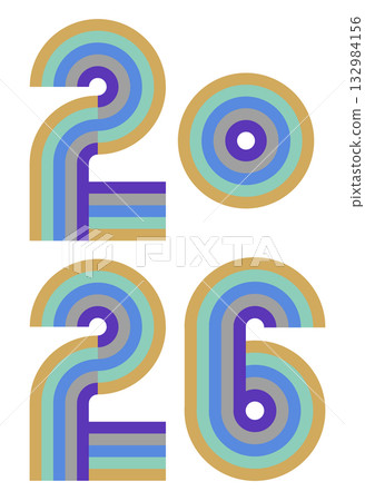 Stylish illustration of the year 2026, the Year of the Horse. Logo. Tags for the Year of the Horse and New Year's materials. 1 Stylish illustration of the year 2026, the Year of the Horse. Logo. Tags for the Year of the Horse and New Year's materials. 1 132984156