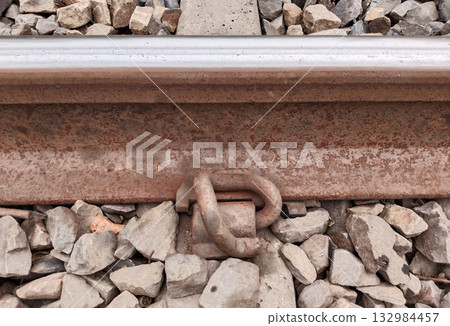Close up shot  of Indian railway track 132984457