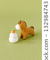 Horse and Kagami Mochi New Year's Card, Vertical 3, No Text 132984743