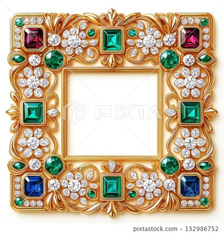 Colorful jewel luxury frame background Colorful jewel luxury frame background 132986752