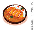 Chicken Katsu on Wooden Plate 132988153