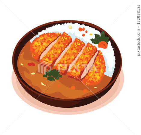 Chicken Katsu on Wooden Plate 132988153