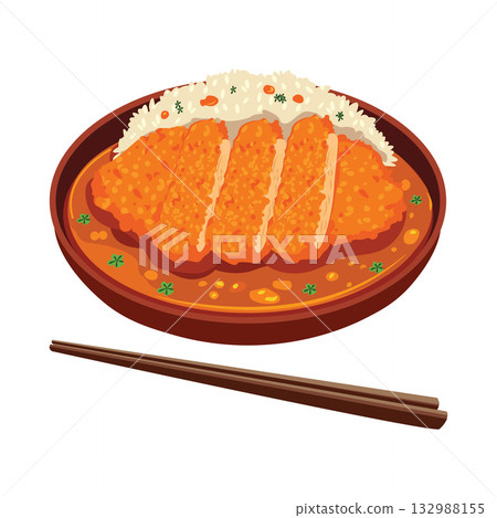 Japanese Katsu with Rice 132988155