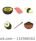 Sushi and Miso Soup Vector Set 132988162