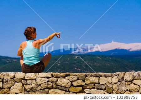 Woman enjoying mountain nature view in France 132988755