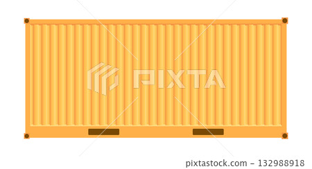 Yellow cargo container isolated on white background. Shipping container. Cargo container side view. Vector illustration. Yellow cargo container isolated on white background. Shipping container. Cargo container side view. Vector illustration. 132988918