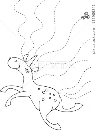 Cute unicorn cutting practice worksheet for kids. Printable educational activity to develop fine motor skills 132989241