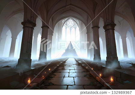 遊戲背景:陽光傾瀉而入,照耀著一座古老地下城市的寺廟和鵝卵石通道。 遊戲背景:陽光傾瀉而入,照耀著一座古老地下城市的寺廟和鵝卵石通道。 132989367