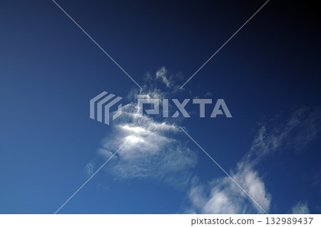 藍天中漂浮的白雲看起來像什麼東西，我想知道那是什麼。 132989437