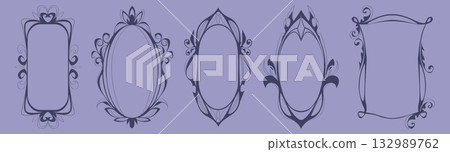 Art Nouveau floral frames isolated on background 132989762