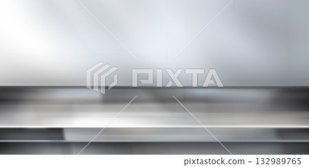 Stainless steel kitchen counter with wall Stainless steel kitchen counter with wall 132989765