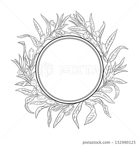 Sesame Branch Outline Round Frame. Sesame Branch Outline Round Frame. 132990125