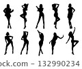 Beautiful fashion woman silhouette on white 132990234