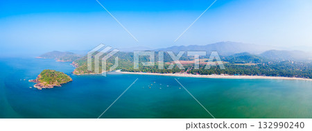 Palolem Beach aerial panoramic view in Goa, India Palolem Beach aerial panoramic view in Goa, India 132990240