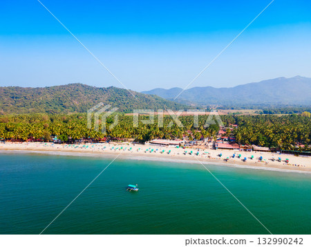 Palolem Beach aerial panoramic view in Goa, India 132990242