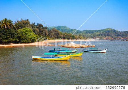 Beauty Om Beach in Gokarna town in India Beauty Om Beach in Gokarna town in India 132990276