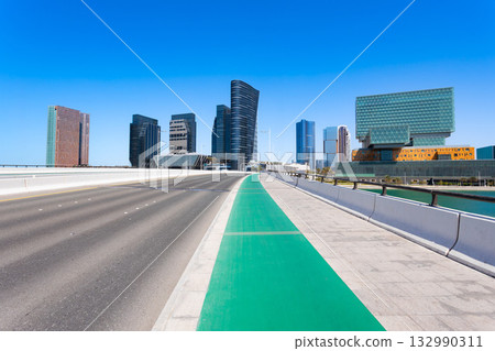 Al Maryah Island skyline panoramic view, Abu Dhabi 132990311