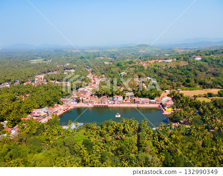 Koti Teertha pond aerial panoramic view in Gokarna Koti Teertha pond aerial panoramic view in Gokarna 132990349