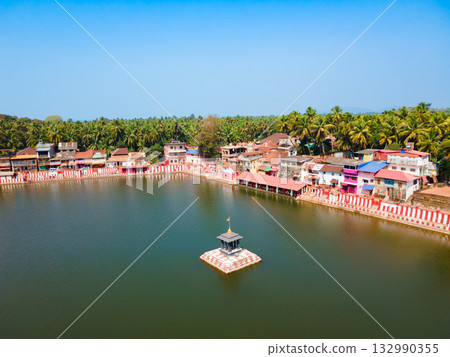 Koti Teertha pond aerial panoramic view in Gokarna 132990355