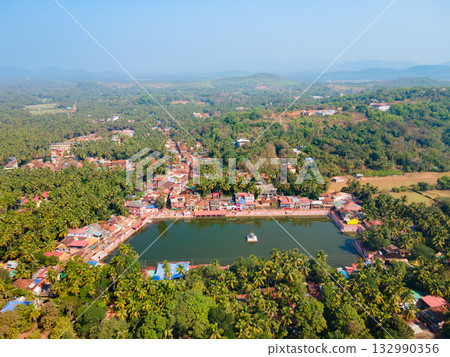 Koti Teertha pond aerial panoramic view in Gokarna 132990356