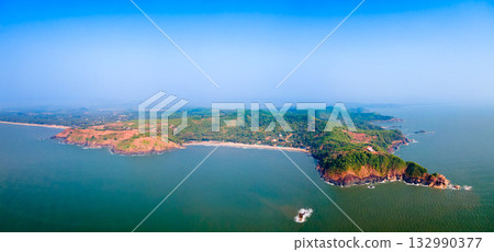 Kudle Beach aerial panoramic view in Gokarna, India Kudle Beach aerial panoramic view in Gokarna, India 132990377