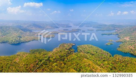 Talakalale Balancing Reservoir aerial panoramic view, India 132990385