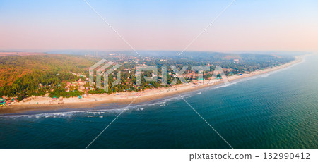 Arambol Beach aerial panoramic view in Goa, India Arambol Beach aerial panoramic view in Goa, India 132990412