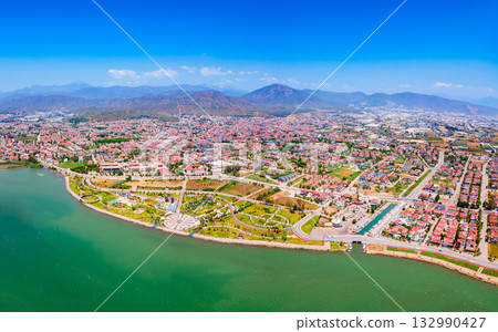Sehit Fethi Bey Park aerial panoramic view in Fethiye city, Turkey 132990427