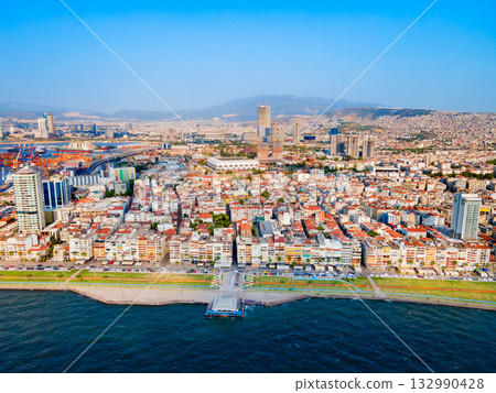 Izmir city centre aerial panoramic view in Turkey Izmir city centre aerial panoramic view in Turkey 132990428