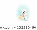 Heartwarming and cute Christmas illustrations: watercolor winter landscapes and gifts, polar bear 132990460