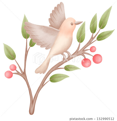 watercolor style bird illustration wildlife art 132990512