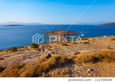 Beauty bay aerial panoramic view in Bodrum city in Turkey 132990696