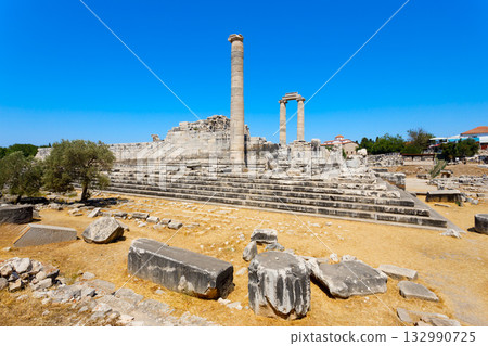 Temple of Apollo ruins at Didyma ancient sanctuary in Didim city in Turkey 132990725