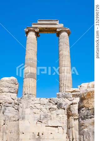 Temple of Apollo ruins at Didyma ancient sanctuary in Didim city in Turkey 132990726