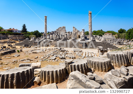 Temple of Apollo ruins at Didyma ancient sanctuary in Didim city in Turkey 132990727
