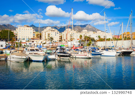 Marbella city port panoramic view in Spain 132990748