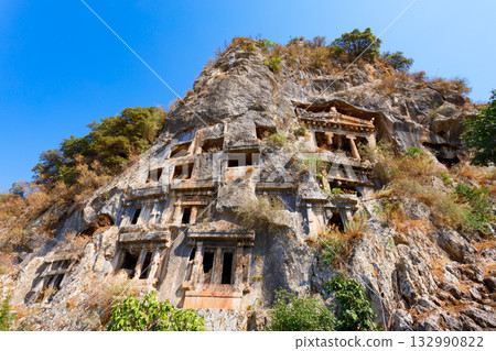 The Tomb of Amyntas is an ancient Lycian rock tomb in Fethiye city, Turkey 132990822