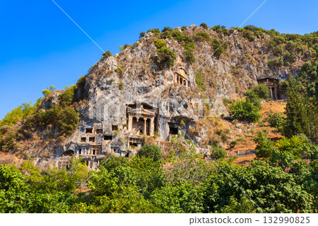 The Tomb of Amyntas is an ancient Lycian rock tomb in Fethiye city, Turkey 132990825