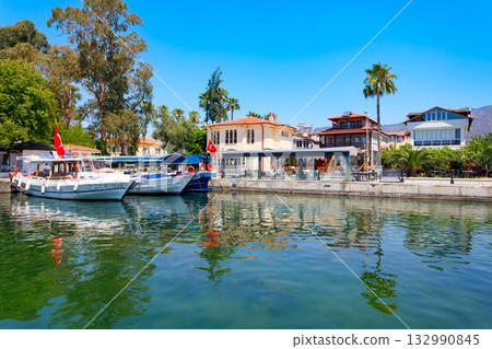 Port at Koycegiz lake in Koycegiz town in Turkey 132990845