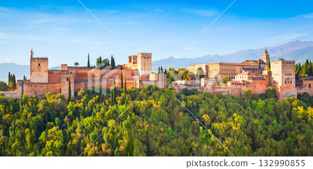 The Alhambra aerial panoramic view in Granada, Spain 132990855