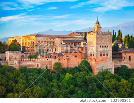The Alhambra aerial panoramic view in Granada, Spain 132990861