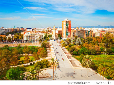 Valencia city aerial panoramic view in Spain 132990918